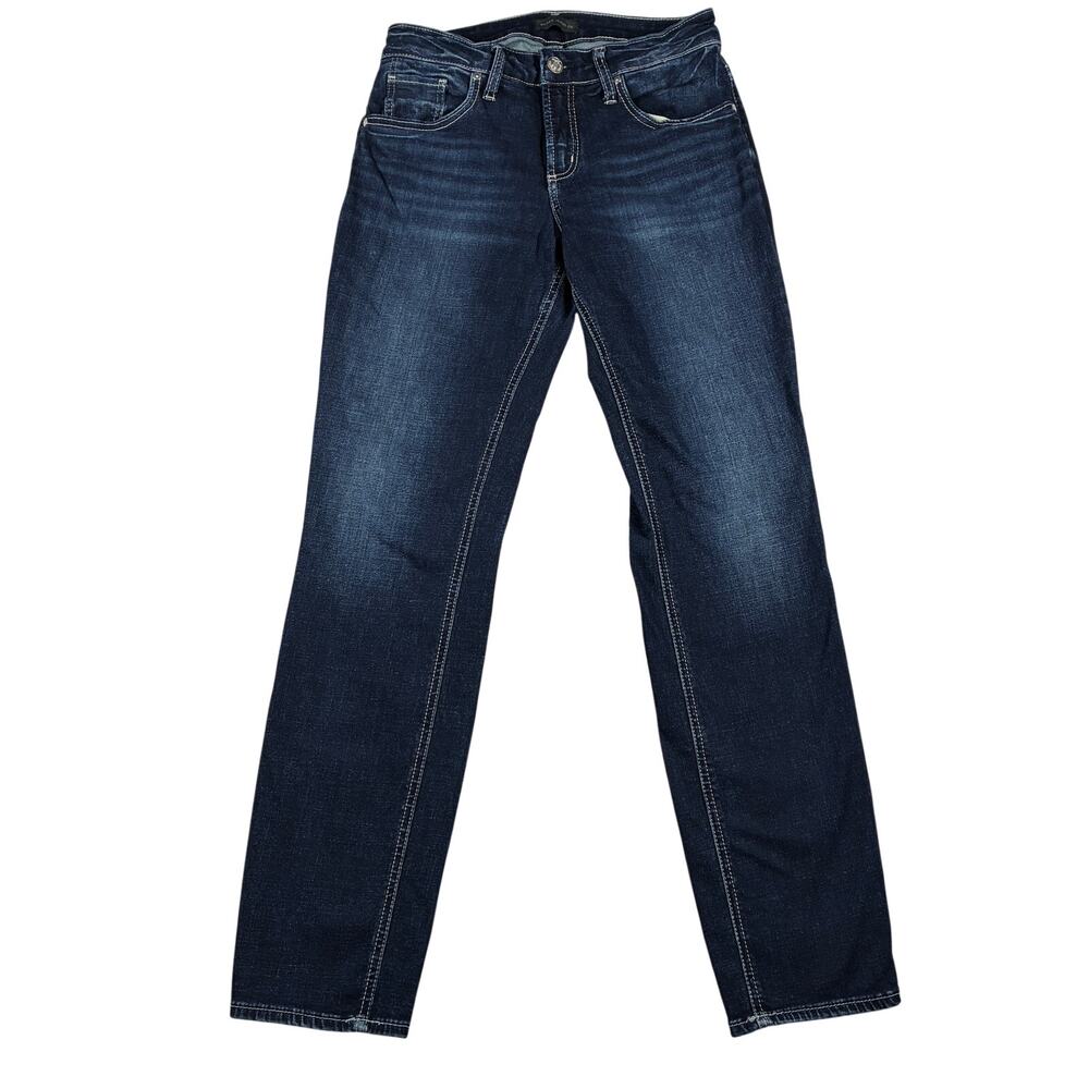 Silver Jeans Boyfriend Womens 29 Dark Wash Mid Rise Slim Leg Stretch Denim Jeans